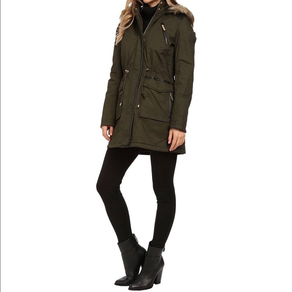 COPY - French Connection parka w/ faux leather - sml